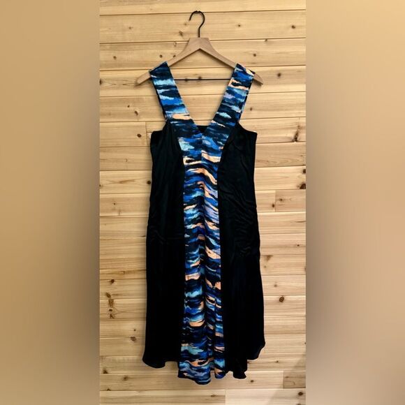 Maeve Anthropologie Size 4 V Neck Panel Tie Dye Colorblock Bar Back Maxi Dress - Picture 1 of 14